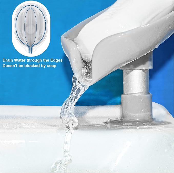 2 Pack Soap Holder Leaf-Shape Self Draining Soap Dish Holder, Not Punched Easy Clean Bar Soap Holder, with Suction Cup Soap Dish Suitable for Shower, Bathroom, Kitchen Sink (Grey + Green)