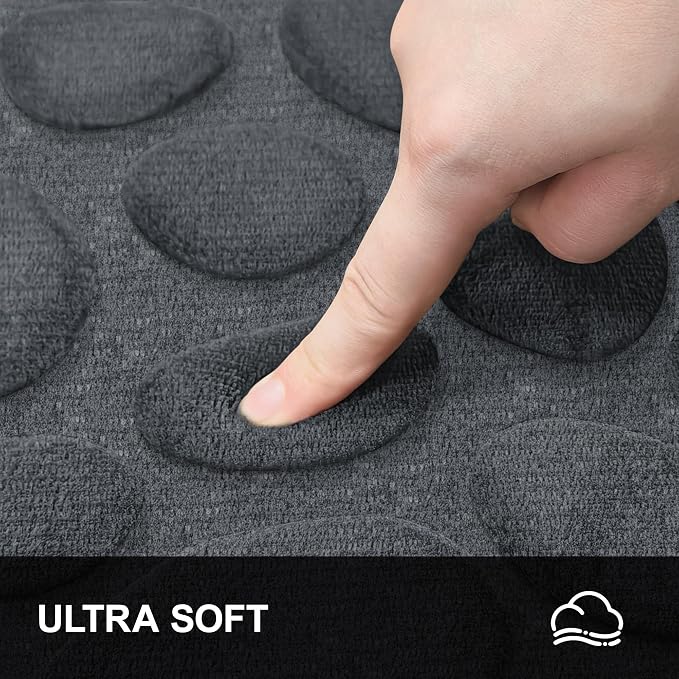 Stone Bath Mats, Non-Slip Memory Foam Bath Rugs, 20x32 Darkgray | TPR Rubber Backing,Ultra Soft,Highly Absorbent,Machine Washable,Quick Dry for Tub and Shower, Home Decor Accessories