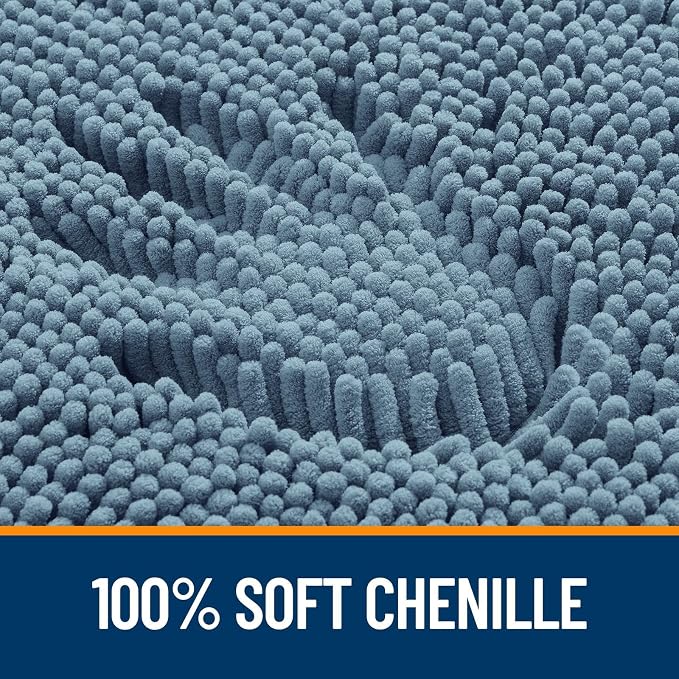 OLANLY Chenille Bathroom Rugs Mats Sets 2 Piece, 36"x24"+30"x20", Airy Blue | Ultra Soft Absorbent Bath Rugs Set, Rubber Backing Non-Slip, Quick Dry, Machine Washable Bath Carpet, Home Decor Accessories