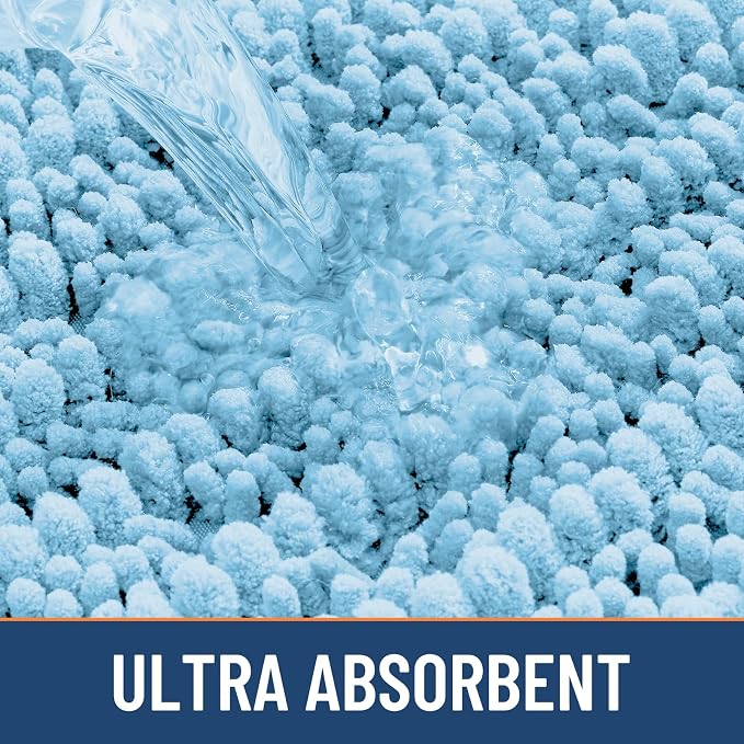 Smiry Bathroom Rugs 30X20, Extra Soft Rubber Backing Chenille Bath Mats | Sky Blue Machine Washable Non Slip Quick Dry Bath Mats for Bathroom Floor, Tub, Shower, Home Decor Accessories