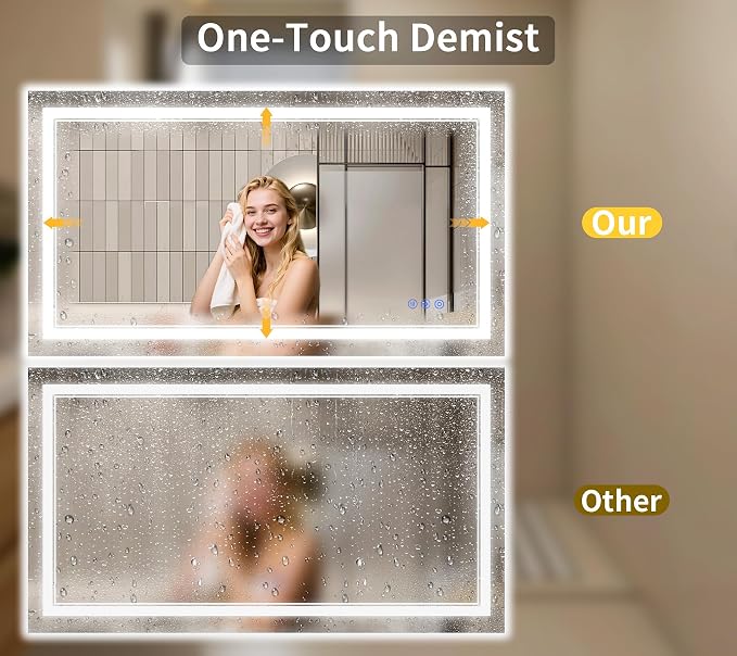 30"x55" LED Bathroom Mirror with Lights, Anti-Fog, Backlit + Front Lit, Dimmable, Led Vanity Mirror for Wall, Lighted Bathroom Mirror, 3 Colors, Shatter-Proof Tempered Glass