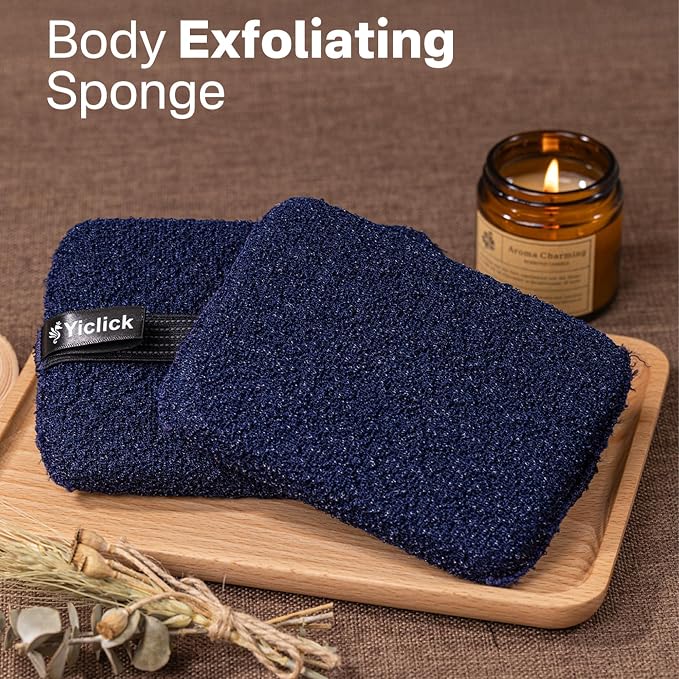 Exfoliating Body Scrubber & Shower Exfoliator – Mens Body Scrubber & Womens Sponge, Exfoliating Washcloth with Handle, Dead Skin Remover Loofah for Men (2 Pack)