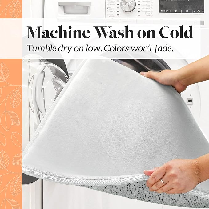 Memory Foam Bath Mat Non Slip Absorbent Super Cozy Velvet Bathroom Rug Carpet (20 inches X 32 inches, White)