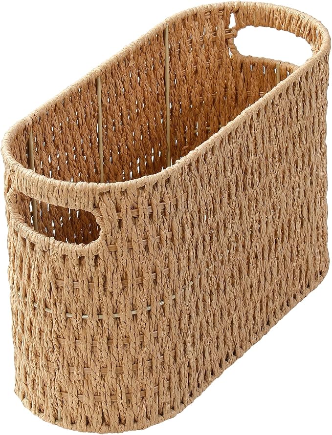 Paper Rope Basket for Toilet Paper Storage,Hand-Woven Wicker Basket for Bathroom,Living Room,Cute Woven Basket Both Organizer&Decor,Neutral