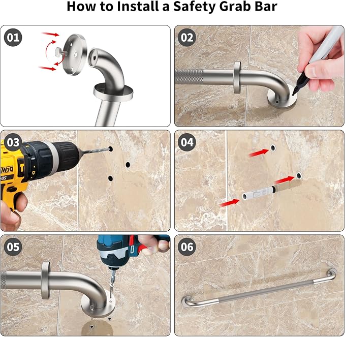40 Inch Anti Slip Shower Grab Bar, Munzong Bathroom Grab Bar for Showers, Brushed Nickel Knurled Handicap Balance Bar,Safety Hand Rail Support Elderly Senior Assist Bath Handle