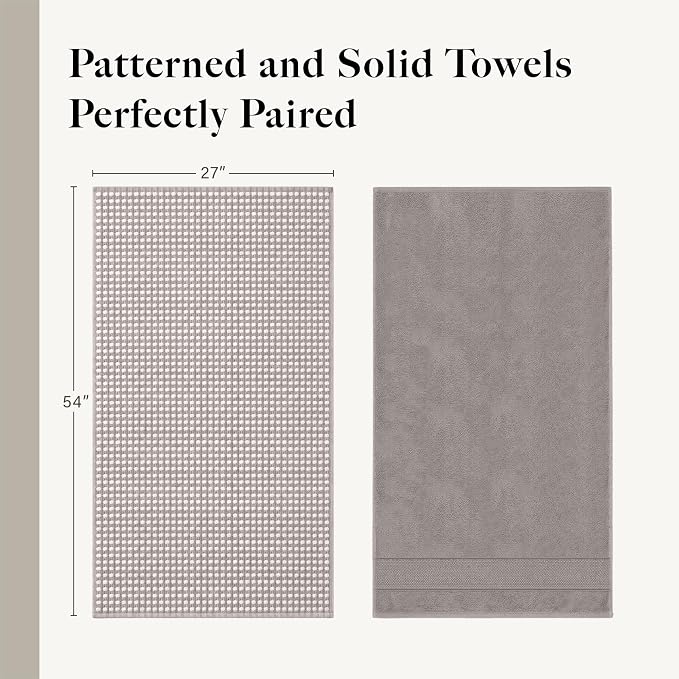 Modern Threads 6 Piece Cotton Bath Towel Set – Ultra Soft 600 GSM Towels – Bathroom Set with Hand Towels and Washcloths – Waffle (Classic Taupe)