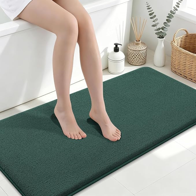 Smiry Memory Foam Bath Mat 47x24, Extra Soft Absorbent Bathroom Rugs | Green Quick Dry, Machine Washable Bath Mats for Bathroom, Shower, Tub and Home Decor Accessories