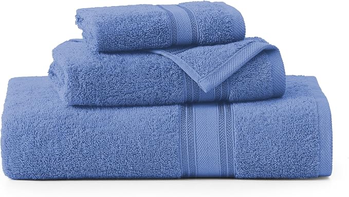 LANE LINEN Towel Set Soft Absorbent Quick Dry 100% Cotton 3 Piece - Allure | Cotton Bath Towels - Lightweight & Breathable, Fade-Resistant Color, Classic Terry Weave, Densely Woven, Coordinated Colors