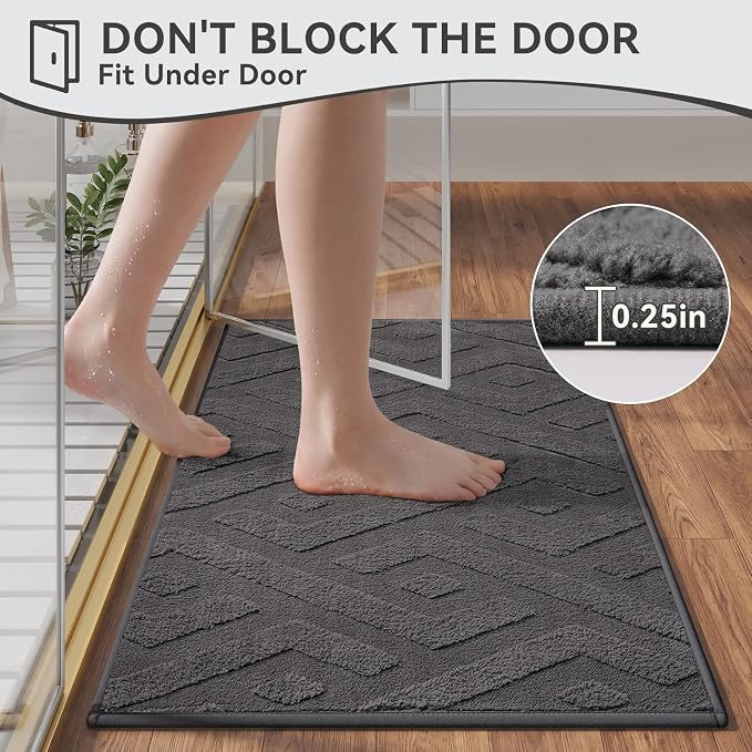 Bathroom Rugs Sets, Thin Non Slip Bath Mat Browm 16"x24"-2 Piece | Quick Dry Absorbent Washable Rubber Backing Bath Rug Shower Mat Bathroom Floor Mat For Sink Bathtub Beside Shower Entrance