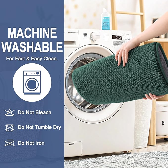 OLANLY Memory Foam Bathroom Runner Rugs 47x24, Long Mats, Blackish Green | Soft Quick Dry Bath Rugs, Non-Slip, Absorbent Machine Washable Mat for Bathroom Floor, Tub and Shower, Home Decor Accessories