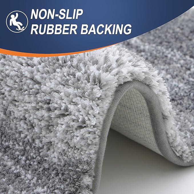 OLANLY Large Bathroom Rugs 44x32, Extra Soft Absorbent Microfiber Bath Rugs | Grey, Non-Slip Quick-Drying Rubber Backing, Machine Washable Plush Bath Mat for Floor, Tub and Shower, Home Decor Accessories