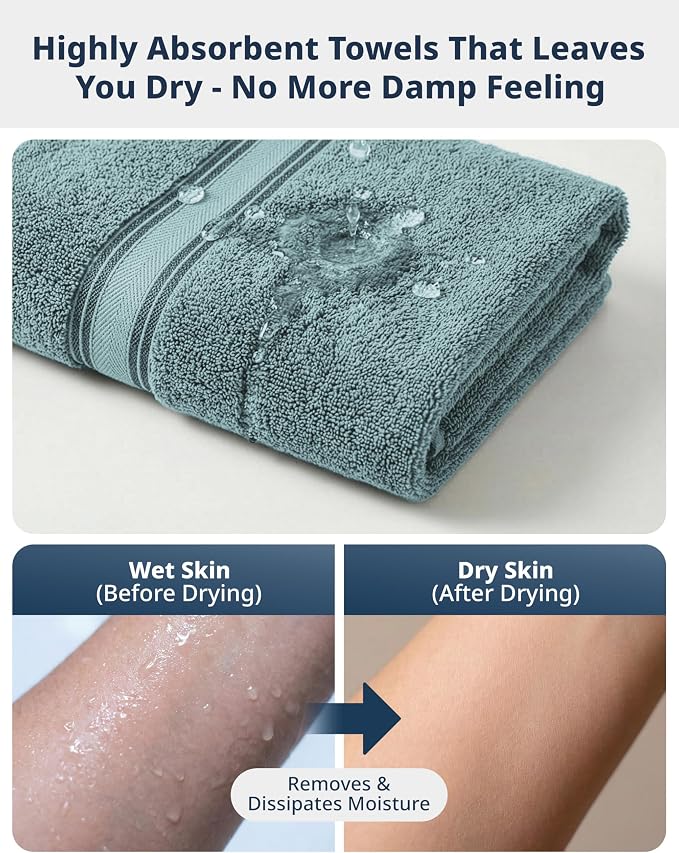 LANE LINEN Towel Set 6 Piece Soft Absorbent Quick Dry 100% Cotton - Teal | Towel Pack - Terry Weave Comfort, Long-Lasting Comfort, Hotel-Style Look, Gets Softer With Every Wash, Machine Washable