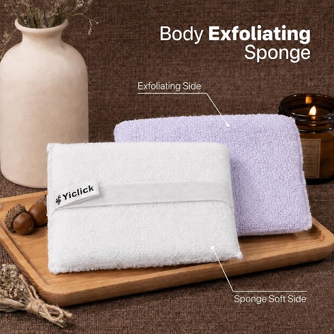 Exfoliating Body Scrubber (2 Pack), Body Scrubber Exfoliator, Exfoliating Sponge for Shower Bath, Shower Loofah Luffa Lufa with Handle for Men Women, Dead Skin Exfoliator for Body Scrub