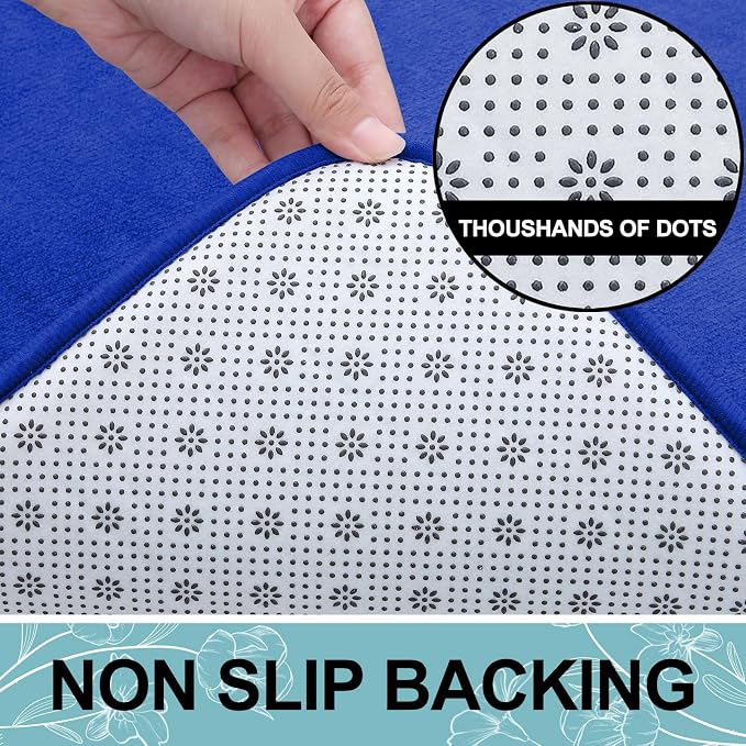 Smiry Memory Foam Bath Mat 47x17, Extra Soft and Absorbent Bathroom Rugs | Royal Blue, Quick Dry Machine Washable Non-Slip Bath Mat for Bathroom Floor, Shower and Tub