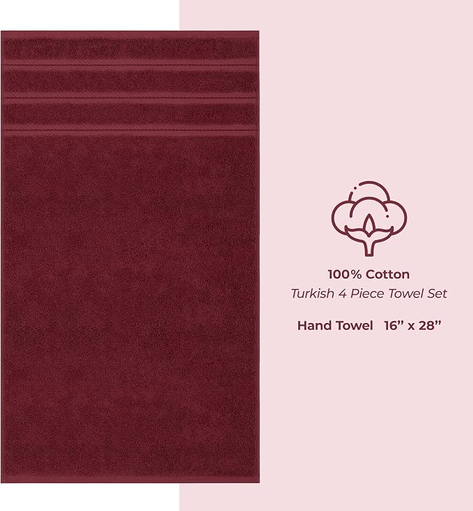 American Soft Linen 100% Cotton Luxury Turkish Towels, 4 PC Hand Towel Set | Soft Absorbent Quick Dry OEKO Tex Standard 100 Certificated Durable Machine Washable Premium Hotel Quality