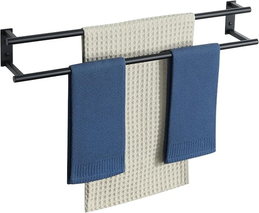 Alise Double Towel Bars for Bathroom,Wall Mount Towel Holder Towel Racks for Bathroom Lavatory,SUS304 Stainless Steel Towel Hanger Towel Rails,Matte Black,32 inch