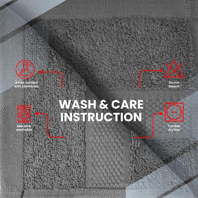 Infinitee Xclusives 100% Cotton Luxury Wash Cloths for Showering - 12 Pack | Washcloths [13x13] - Soft and Absorbent Face Towels for Bathroom Wash Clothes - Gym, Spa & Hotel Use