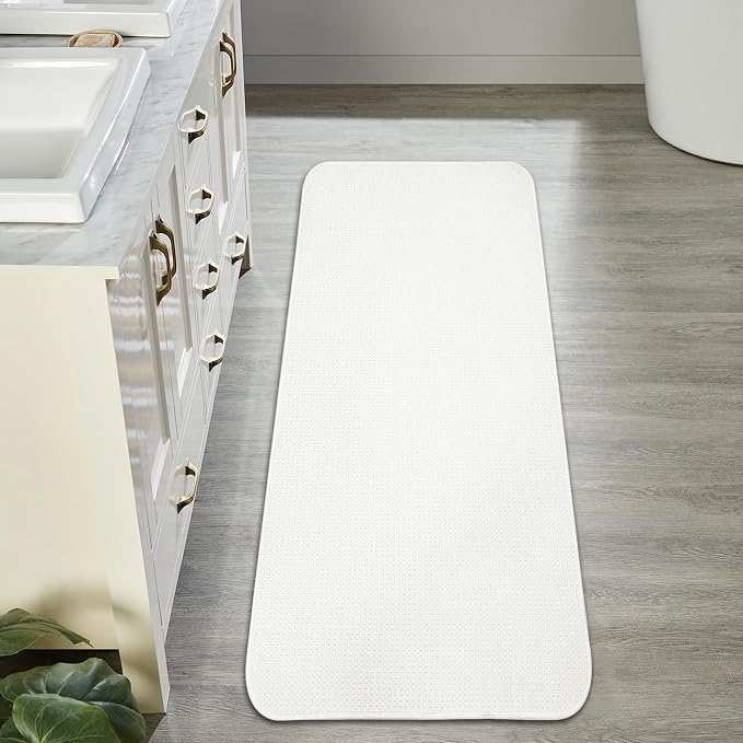 Bath Mat,Ultra Thin Bathroom Runner Rugs,Large Bath Mats for Bathroom,Quick Dry,Non-Slip,Machine Washable,Low Pile,Bath Rug,Shower Outside,Sink,Home Decor Accessories.Cream,1'9"x3'11"（21x47inch）
