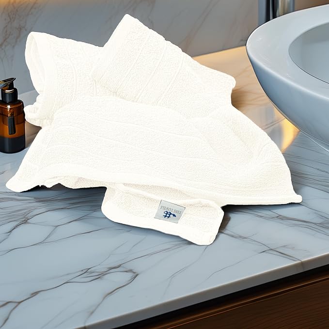 6 Piece Hand Towels Set 16 x 28 Inches, Cream | 100% Cotton, Lighter Weight, Quick to Dry, 16 x 28 Inches, Super Soft & Absorbent, Perfect for Bathroom & Kitchen