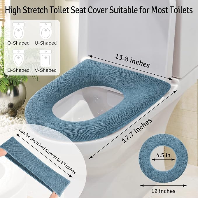 Legigo 5 Pack Toilet Seat Cover, Soft Toilet Seat Warmer Pads for Bathroom | Warmth, Comfort & Easy to Install, Toilet Seat Cushion Covers, Washable and Stretchable