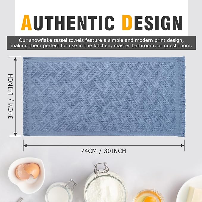 Luxury Decorative Hand Towels Bathroom: Boho Home Deco (04 Blue, 14"x30") | 2 Packs 14X30 100% Cotton Turkish Absorbent Soft Face Towel Set for Kitchen Hotel Spa Farmhouse Guest Tea Gift