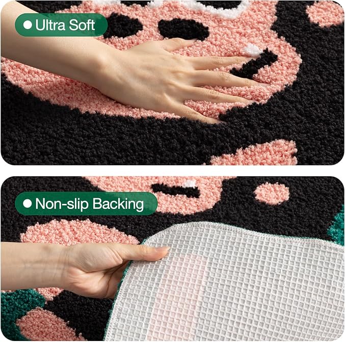 LUMI Cute Animal Bathroom Rugs, Chimpanzee, Plush Absorbent Bath Mats for Bathroom, Non-Slip Backing, Washable, Ideal for Shower Sink Bathtub Room Decor, 24"x30"