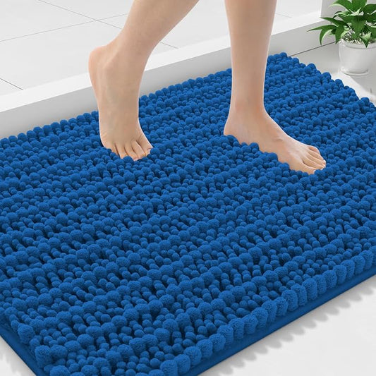 Smiry Bathroom Rugs 36X24, Extra Soft Rubber Backing Chenille Bath Mats | Deep Navy Blue Machine Washable Non Slip Quick Dry Bath Mats for Bathroom Floor, Tub, Shower, Home Decor Accessories