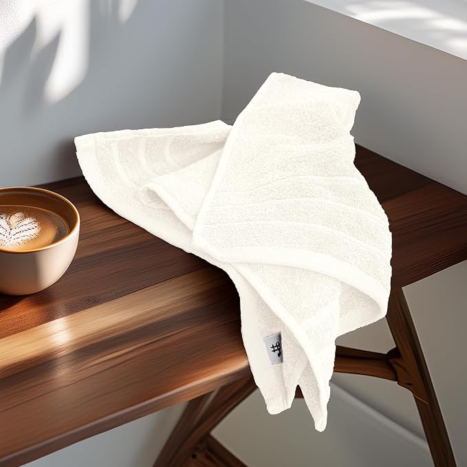 6 Piece Hand Towels Set 16 x 28 Inches, Cream | 100% Cotton, Lighter Weight, Quick to Dry, 16 x 28 Inches, Super Soft & Absorbent, Perfect for Bathroom & Kitchen