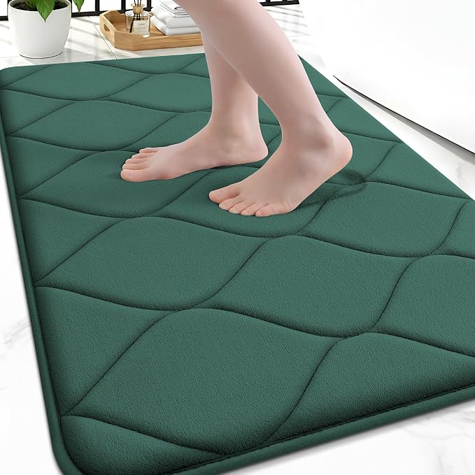 Smiry Memory Foam Bath Mat 36x24, Ultra Soft Absorbent Bathroom Rugs | Hunter Green, Plush Quick Dry and Machine Washable Cushion Bath Mats for Bathroom, Shower, Tub & Home Decor
