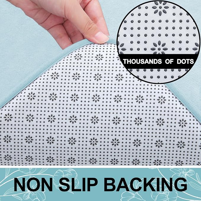 Smiry Memory Foam Bath Mat 36x24, Extra Soft and Absorbent Bathroom Rugs | Sky Blue, Quick Dry Machine Washable Non-Slip Bath Mat for Bathroom Floor, Shower and Tub