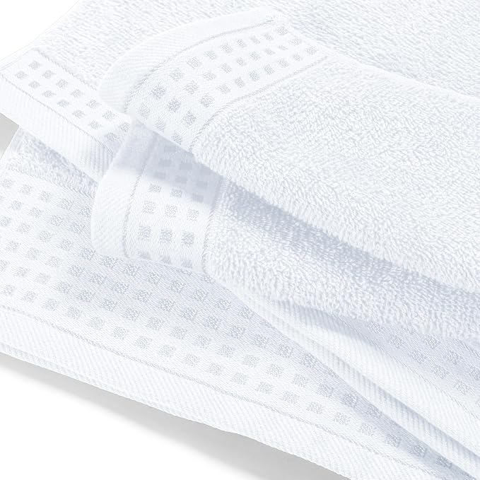 GLAMBURG Ultra Soft 4 Pack Oversized Bath Towel Set 27x54 inches, 100% Cotton Bath Towels, Highly Absorbant Compact Quickdry & Lightweight Towel, Ideal for Gym Travel Camp Pool - White