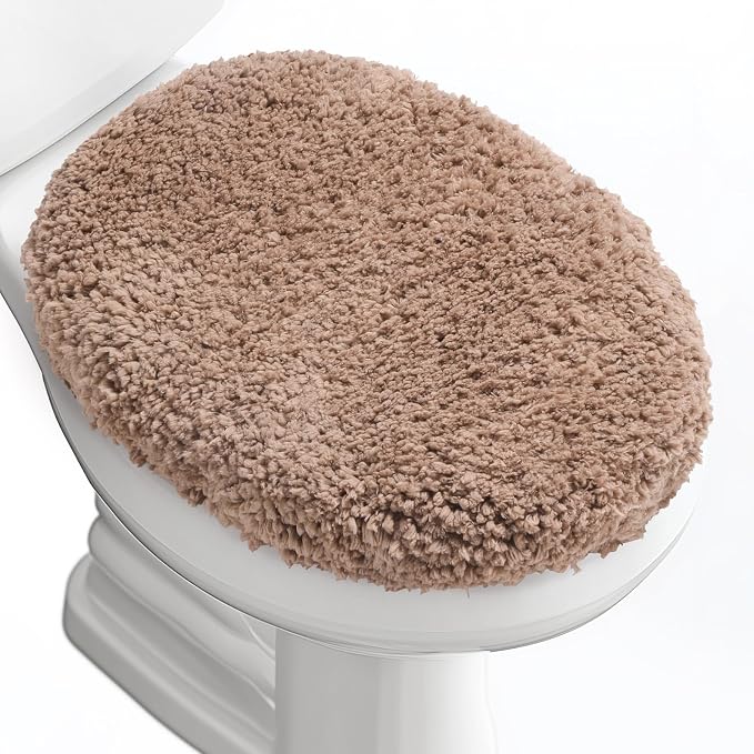 Soft Microfiber Toilet Lid Cover 17.5" x 15" Machine Washable | Solid Toilet Lid Cover Adjustable Rubber Backing Fits Only 18-19.5"L x 14-16"W Elongated Toilet Seat