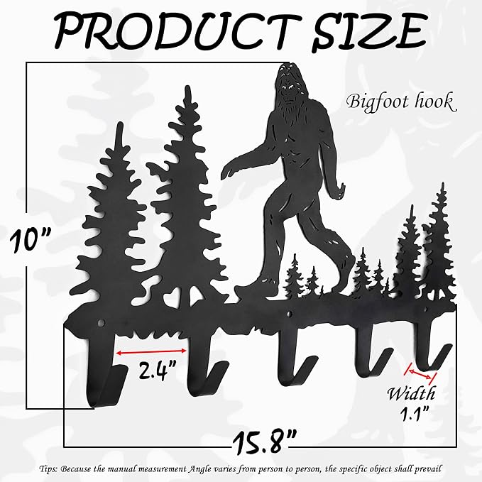 Bigfoot Sasquatch Metal Coat Hooks Wall Mount-Bigfoot Sasquatch Hangers and Key Holder-Clothes Hat Rack and Backpack Hanger Decor for Storage, Living Room, Hallway, Office Gift