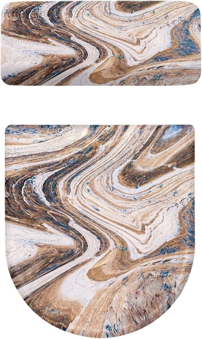 Marble Toilet Lid Covers and Tank Cover Set 2 Pcs Bathroom Toilet Set,Easy to Clean Washable Home Decoration
