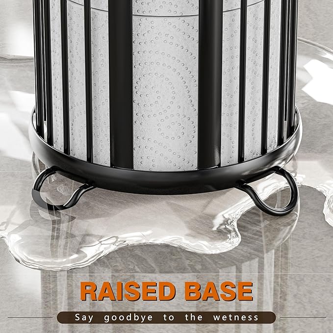 Bunoxea Toilet Paper Holder Stand, Freestanding Toilet Paper Storage,Black | Waterproof Raised Feet,Rustproof,Fit 3 Mega Rolls,No Drilling No Assemble,Minimalistic Storage,Space-saving Renter Friendly
