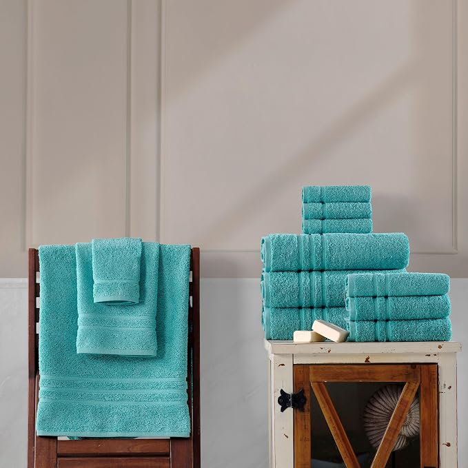 Hawmam Linen Teal Turquoise Bath Towels 4 Pack Soft and Absorbent, Premium Quality Perfect for Daily Use 100% Cotton Towel 600 GSM