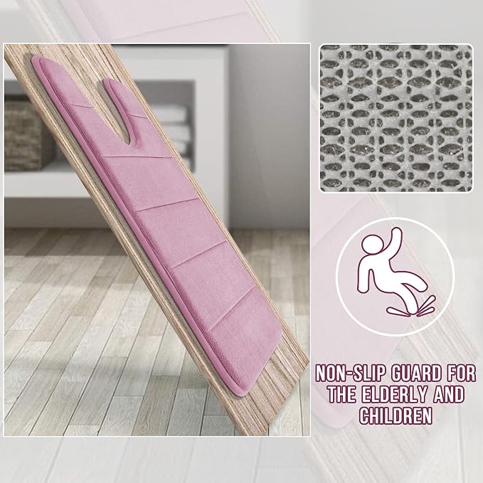 Yimobra Memory Foam Toilet Bath Mat U-Shaped, 24 X 20 Inches,Soft and Comfortable, Super Water Absorption, Non-Slip, Machine Wash and Easier to Dry for Bathroom Commode Contour Rug, Mauve