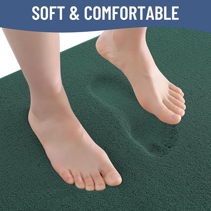 Smiry Memory Foam Bath Mat 34x21, Extra Soft Absorbent Bathroom Rugs | Green Quick Dry, Machine Washable Bath Mats for Bathroom, Shower, Tub and Home Decor Accessories