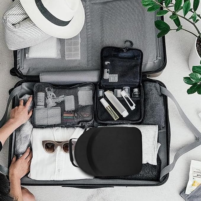 Hard Hat Travel Case for Baseball Caps 1 Piece Black With Orange - Hat Protector with Handle, Adjustable Shoulder Strap & Luggage Strap, Stores 6 Hats for Travel, Home, Gifts