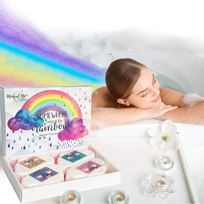Bath Bombs for Kids - Organic Magic Rainbow Bubble Bath Bombs, Bath Fizzies | BathBombs w/Moisturizing Shea Butter and Natural Oils, 4 Large Unicorn Cloud BathBombs, Birthday Gift for Kids, Girls, Boys