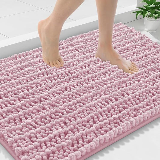 Smiry Bathroom Rugs 36X24, Extra Soft Rubber Backing Chenille Bath Mats | Dusty Rose Machine Washable Non Slip Quick Dry Bath Mats for Bathroom Floor, Tub, Shower, Home Decor Accessories