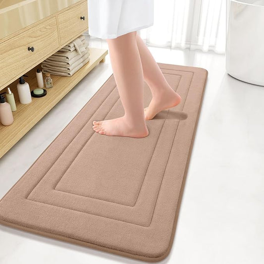 Arotive Memory Foam Bathroom Rug Mat 47x17, Ultra Soft and Absorbent Bath Mat, Machine Wash Dry, Comfortable Bath Rug Carpet for Bathroom Floor, Tub and Shower, Camel