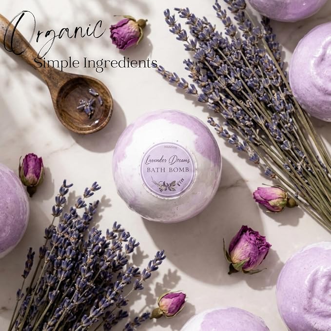 EvolutionUSA Lavender Dreams Bath Bombs for Women, 12 Organic Flower Bath Bombs, Soft Lavender Bath Bombs, Womens Bath Bombs Gift, Lush Bath Bombs for Girls, Relaxing Bathbombs, Bath Balls