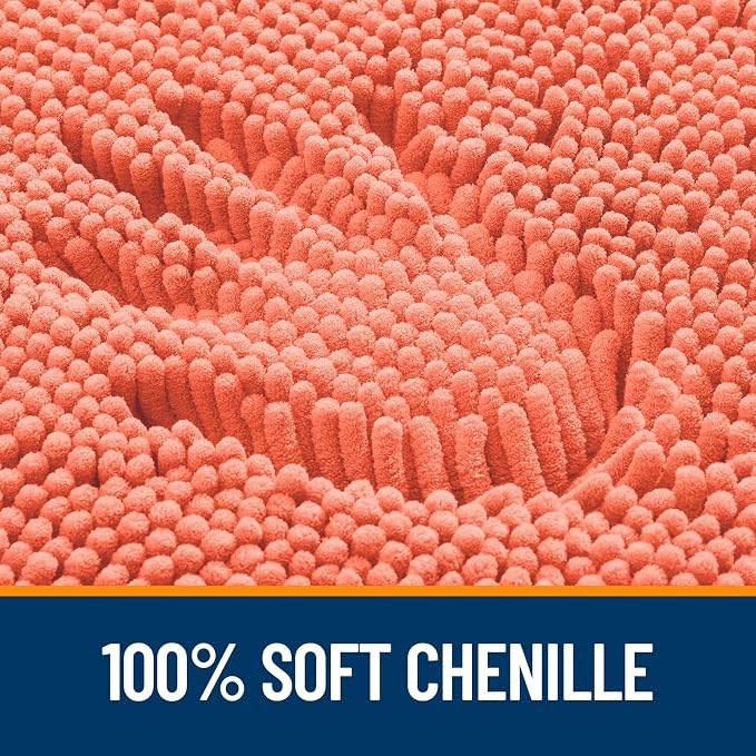 OLANLY Large Bathroom Rugs 40x32, Extra Soft Absorbent Chenille Bath Rugs | Coral, Quick-Drying Rubber Backing, Machine Washable Bath Mat for Bathroom Floor, Tub and Shower, Home Decor Accessories