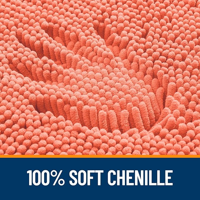 OLANLY Bathroom Rugs 34x21, Extra Soft Absorbent Chenille Bath Rugs | Coral, Quick-Drying Rubber Backing, Machine Washable Bath Mat for Bathroom Floor, Tub and Shower, Home Decor Accessories