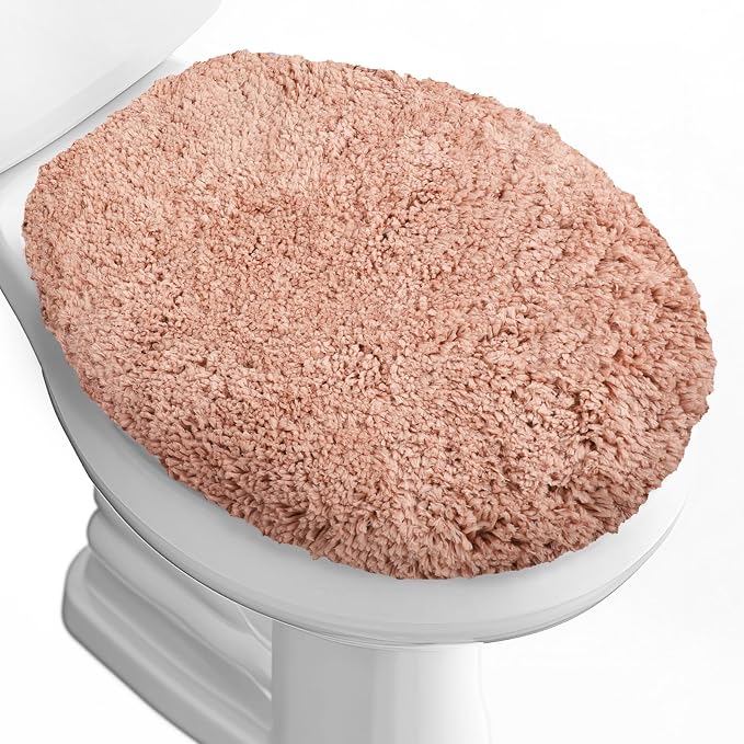 Soft Microfiber Toilet Seat Cover 17.5" x 15" Machine Washable | Solid Toilet Lid Cover Adjustable Rubber Backing Fits Most 16 -17.5" L x 14-16" W Round Oblong and Elongated Toilet Seat