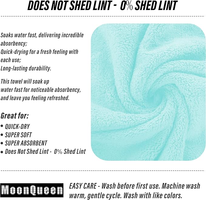 MOONQUEEN 6 Pack Premium Hand Towels - Quick Drying - Microfiber Coral Velvet Highly Absorbent Towels - Multipurpose Use as Hotel, Bathroom, Shower, Spa, Hand Towel 16 x 28 inches(Frozen Blue)