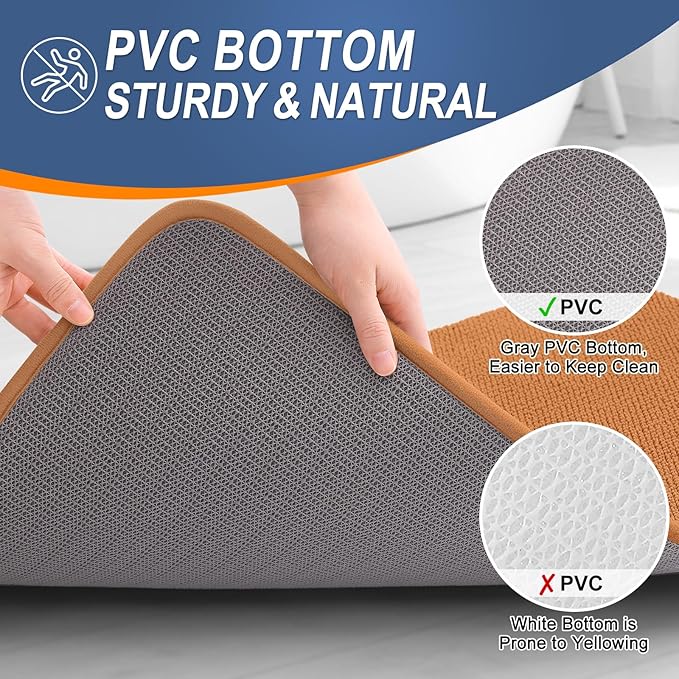 OLANLY Thick Memory Foam Bathroom Rugs 36x24, Soft Absorbent Bath Mat, Clay | Quick Dry Bath Rugs, Non-Slip Carpet, Machine Washable Mats for Bathroom Floor, Tub and Shower, Home Decor Accessories