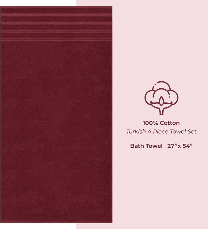 American Soft Linen 100% Cotton Luxury Turkish Towels, 4 PC Bath Towel Set | Soft Absorbent Quick Dry OEKO Tex Standard 100 Certificated Durable Machine Washable Premium Hotel Quality
