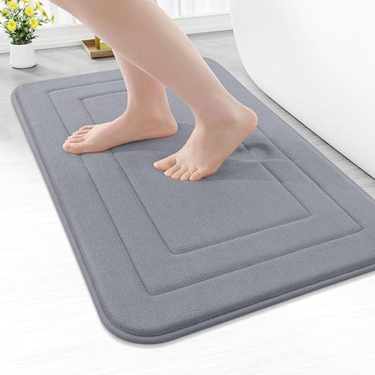 Arotive Memory Foam Bathroom Rug Mat 24x16, Ultra Soft and Absorbent Bath Mat, Machine Wash Dry, Comfortable Bath Rug Carpet for Bathroom Floor, Tub and Shower, Medium Grey